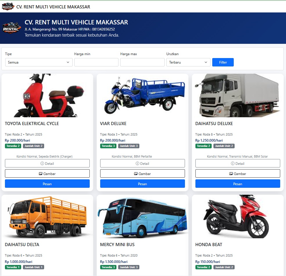 Aplikasi Sistem RENTAL KENDARAAN