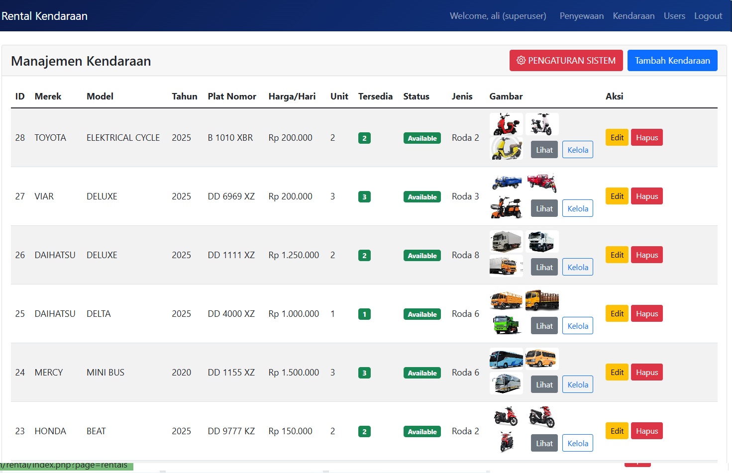 Aplikasi Sistem RENTAL KENDARAAN