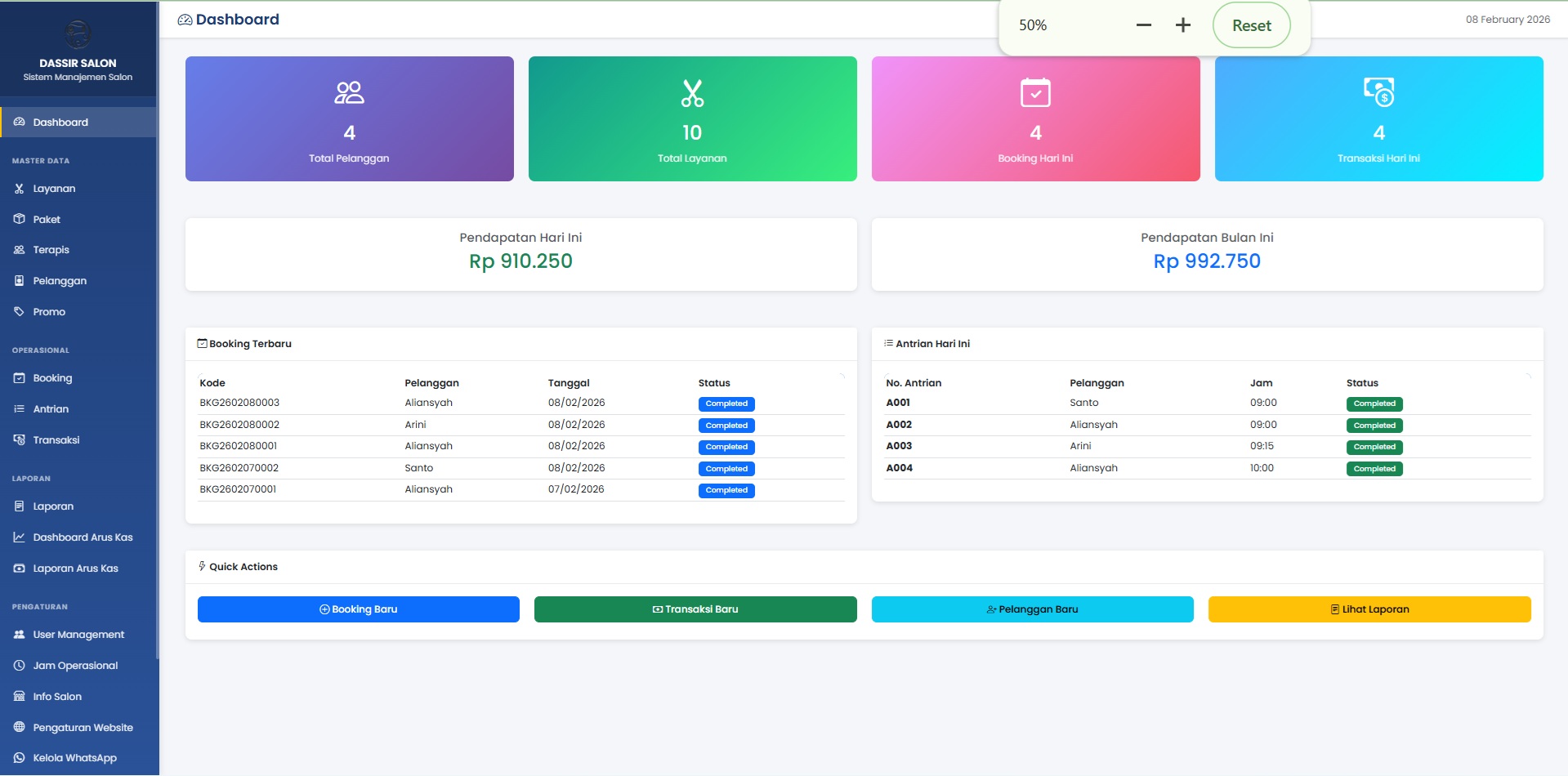 Aplikasi Sistem Manajemen SALON